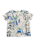 Printed Stretch Jersey Tee, Blue/White, Size 6-24 Months