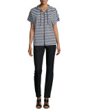 Short-Sleeve Hooded Jacket Tee, Black/Multi