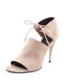 Ellen Suede Tie-Front Sandal, Ash