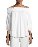 Lou Off-the-Shoulder Top, White/Black