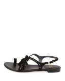 Flapagain Flat Suede Tassel Sandal, Black