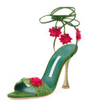 Xacaxtus Ankle-Wrap 100mm Sandal, Green/Fuchsia