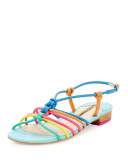 Copacabana Strappy Flat Sandal, Blue/Multi