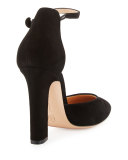 Suede d'Orsay Ankle-Wrap Pump, Black