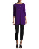 Slim Stretch-Knit Ankle-Zip Pants, Black