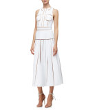 Sleeveless Shirtdress W/Cutouts, White