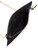 James Mini Laser-Cut Zip Crossbody Bag, Black/Wine