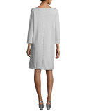 Long-Sleeve Embellished Shift Dress, Cloud Heather