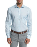 Mini Floral-Geometric Dress Shirt, Light Blue