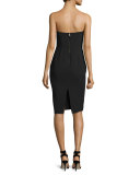 Strapless Structured Cocktail Dress, Black