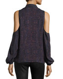 The Vida Silk Cold-Shoulder Blouse, Ursula