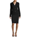 Milano Pique Knit 3-Button Jacket, Black  