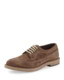 Suede Wing-Tip Oxford, Brown
