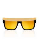 Shady Metal-Brow Square Sunglasses, Gold