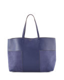 Block-T Leather Tote Bag, True Navy
