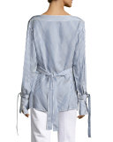 Keith Bis Striped Boat-Neck Blouse