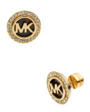 Logo Pave Stud Earrings, Golden/Tortoise