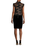Sleeveless Boxy Lace Top, Black/Nude