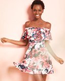 Penelope Off-the-Shoulder Floral Circle Dress, Multicolor