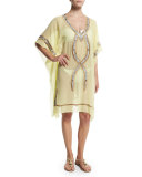 Beaded Kuna Kaftan Coverup, Sunny 