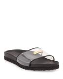 Men's Crystal Pool Slide Sandal, Black