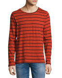 Orvar Striped Long-Sleeve T-Shirt, Blood Orange