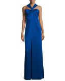 Sleeveless Crisscross-Neck Gown 
