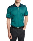 Tape-Tipped Zip Polo Shirt, Green