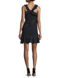 Isadora Asymmetric Ruffled Dress, Black