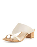 Maara T-Strap Slide Sandal, Platino
