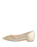 Beaded Lace Ballerina Flat, Gold