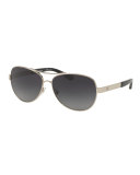 Metal Aviator Sunglasses, Silver