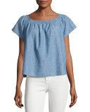 Amesti B Chambray Off-the-Shoulder Top, Blue