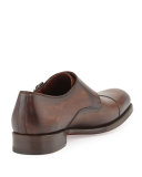 Leather Double-Monk Shoe, Brown 