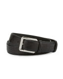 Crocodile Belt w/Palladium Buckle, Black