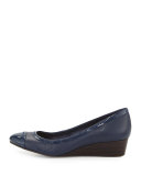 Elsie II Cap-Toe Wedge Pump, Blazer Blue