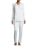 Butterknit Button-Front Long Pajama Set