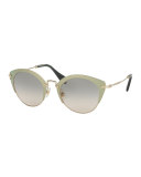 Trimmed Gradient Cat-Eye Sunglasses, Green