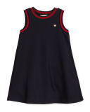 Sleeveless Web-Trim Jersey Shift Dress, Size 4-12