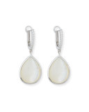 Luna White Mother-of-Pearl Earrings with Diamonds in 18K White Gold