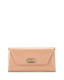 Vero Dodat Flap Patent Clutch Bag, Nude