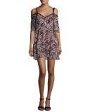 Corinna Cold-Shoulder Floral-Print Silk Mini Dress