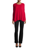 Long-Sleeve Wool-Cashmere Tunic 