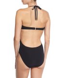 Solid Wrap-Front One-Piece Swimsuit
