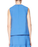 Satin-Trim Shell Top, Blue