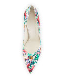 Legend Leather Pointed-Toe Pump, Bright Crayon