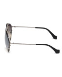 Metal Geometric Aviator Sunglasses, Black