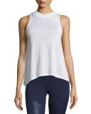 Crest Lace-Panel Sport Tank Top, White