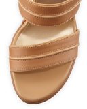 Abandon Leather Ankle-Wrap Wedge Sandal, Meil