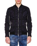 Tape-Trimmed Bomber Jacket, Navy
